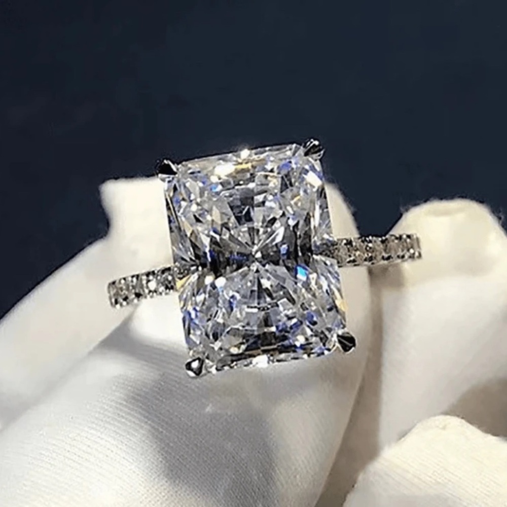 925 sterling silver plated Elegant Silver Diamond Ring